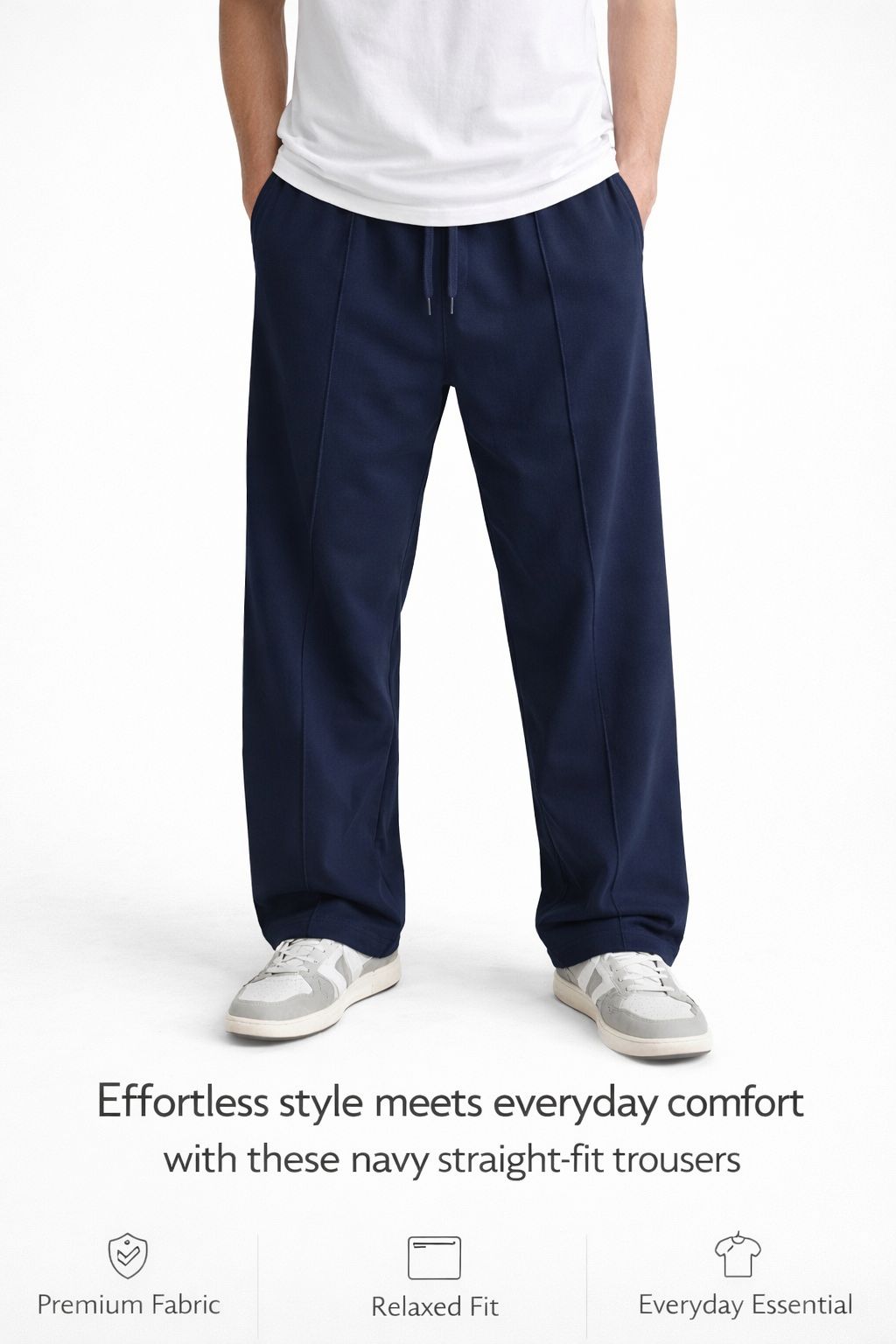 Navy blue baggy trouser